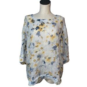 J.Jill Linen Gauze Floral Tunic Blouse size XL